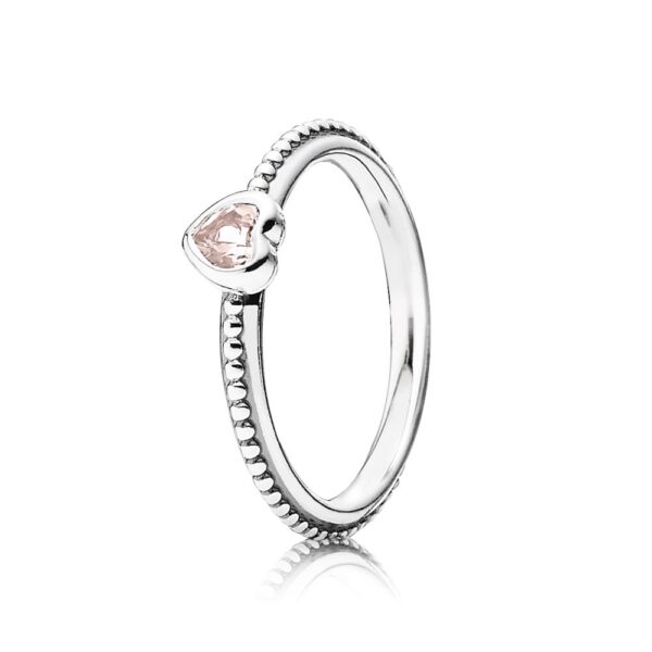Heart silver ring with golden red synthetic ruby