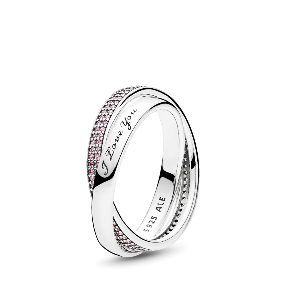 Silver ring with pink cubic zirconia