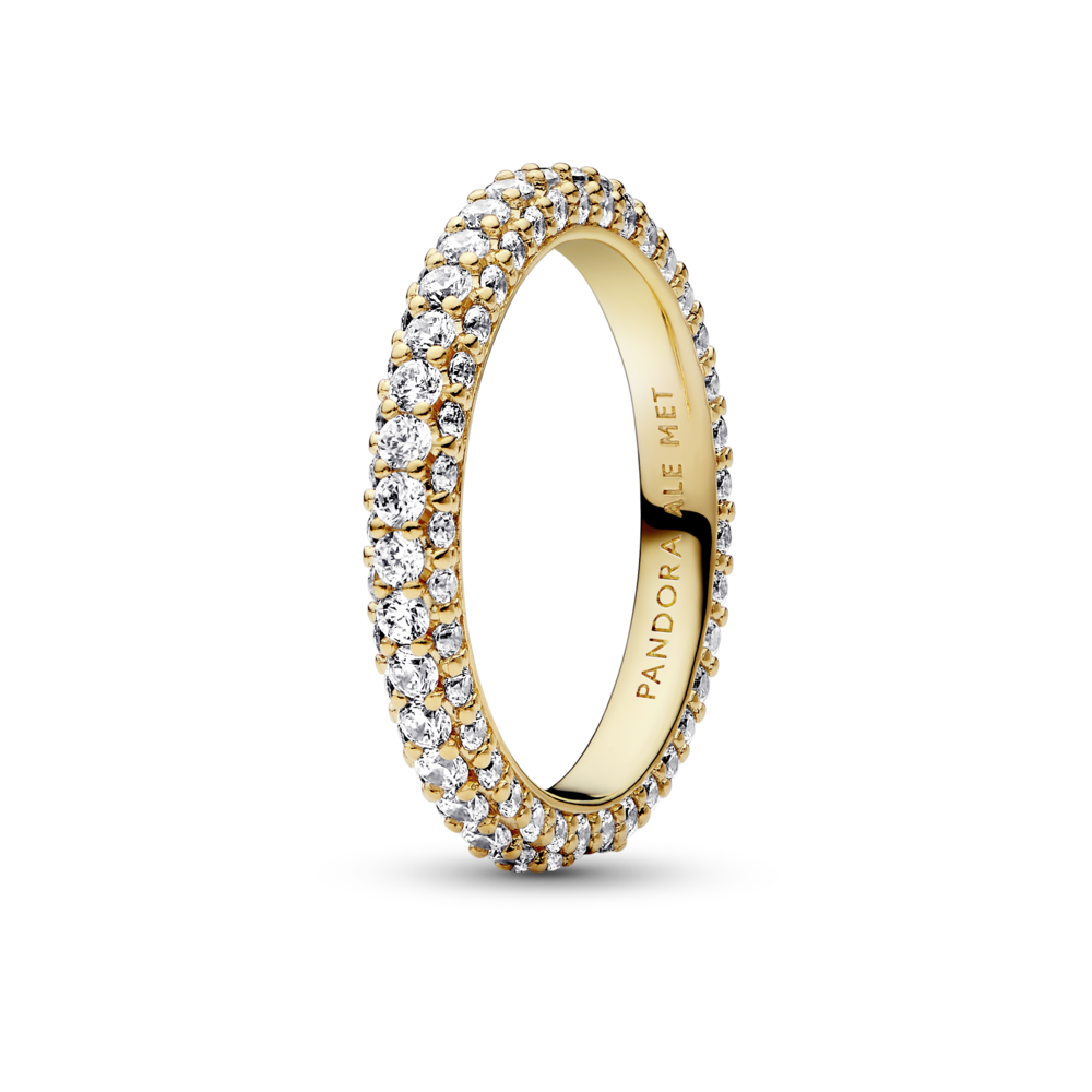 טבעת ציפוי זהב שיבוץ פאווה