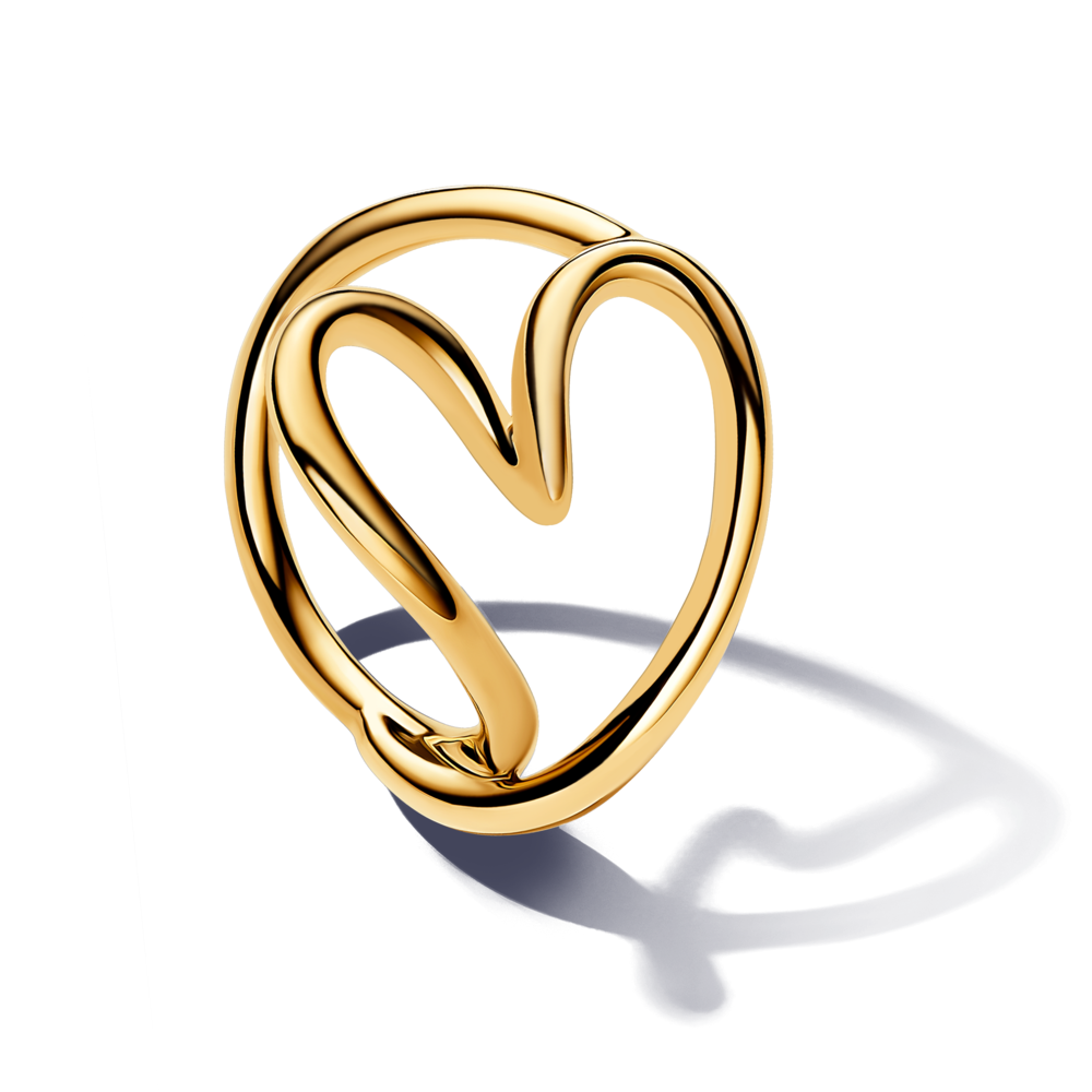 טבעת ציפוי זהב לב מאויר