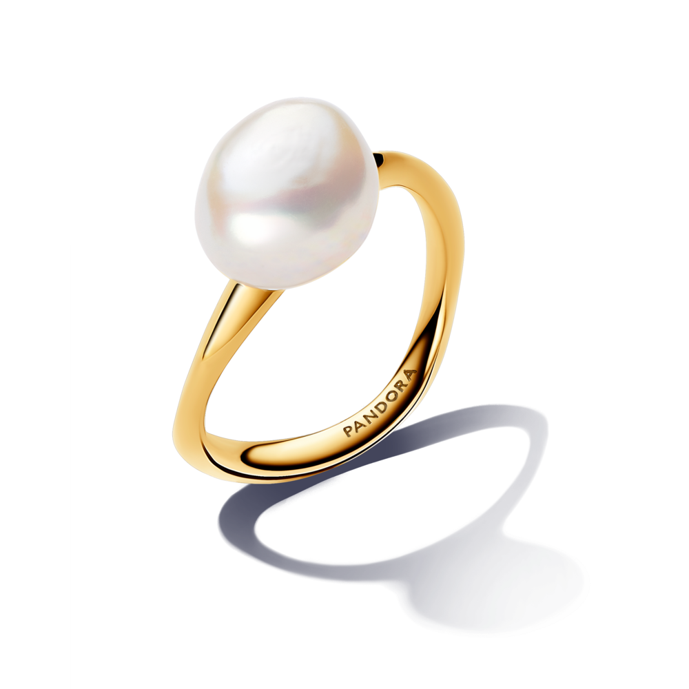 טבעת ציפוי זהב פנינת בארוק