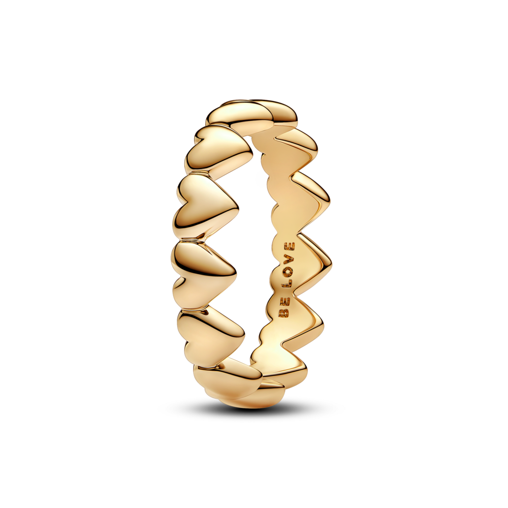 טבעת ציפוי זהב שורת לבבות