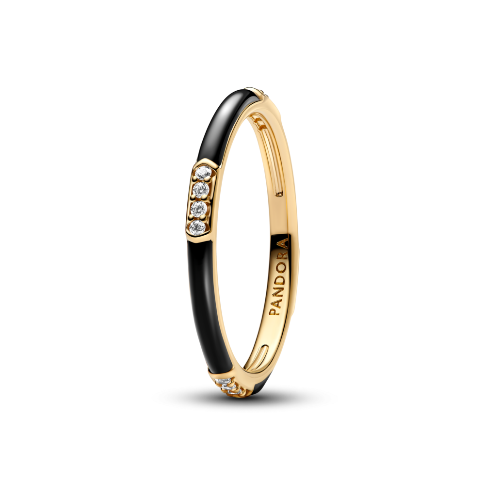 טבעת ציפוי זהב ME אמייל שחור