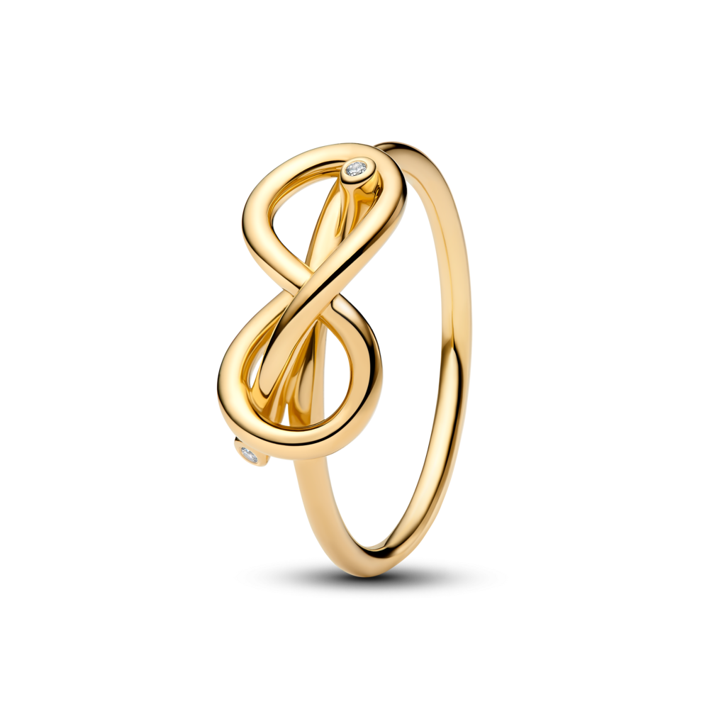 טבעת אינפיניטי ציפוי זהב בשילוב זרקון