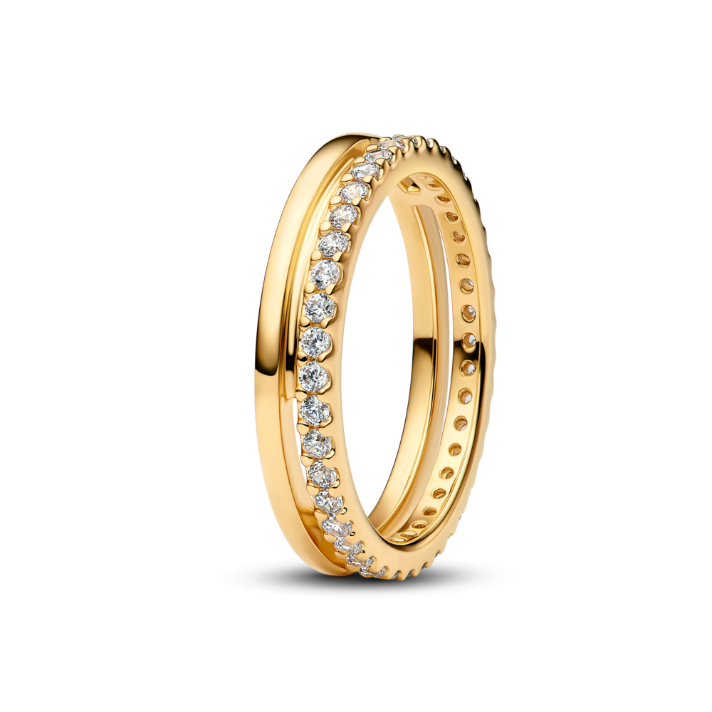 טבעת דאבל ציפוי זהב שורת זרקונים