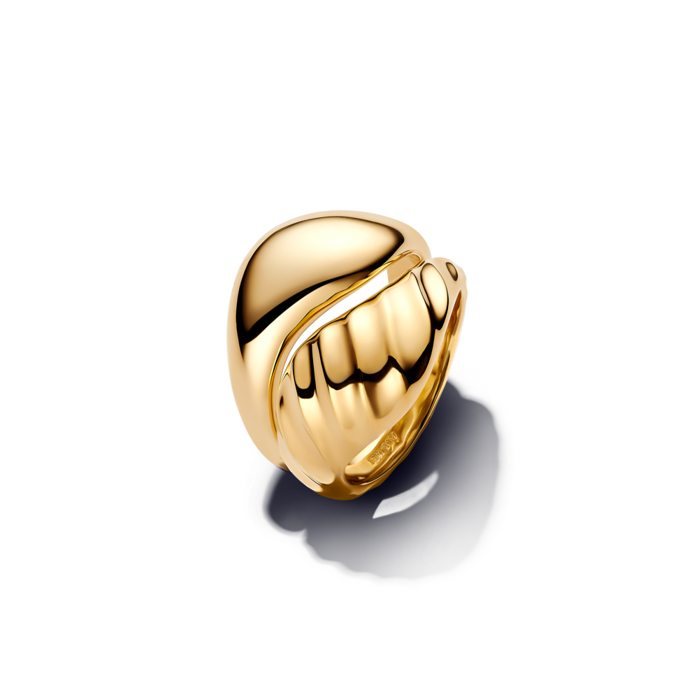 סט 2 טבעות עבות ציפוי זהב