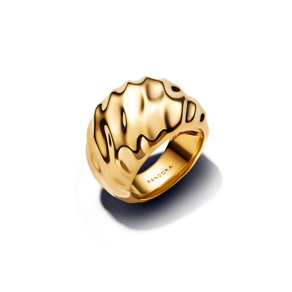 טבעת סטייטמנט עבה ציפוי זהב