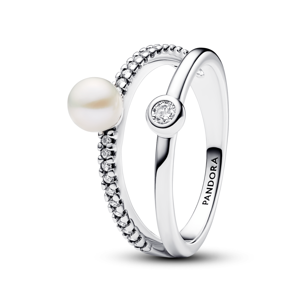 טבעת כסף דאבל פנינה וזרקונים