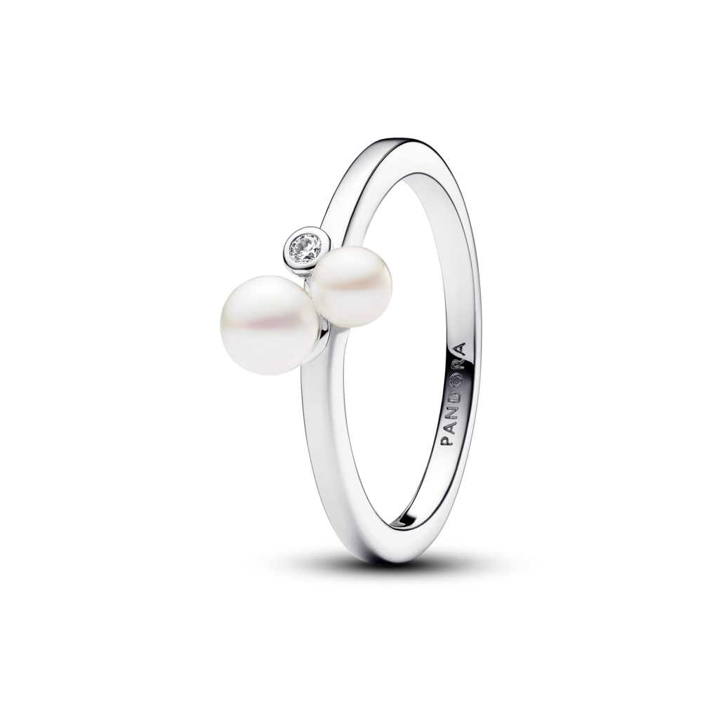 טבעת כסף פנינים וזרקון