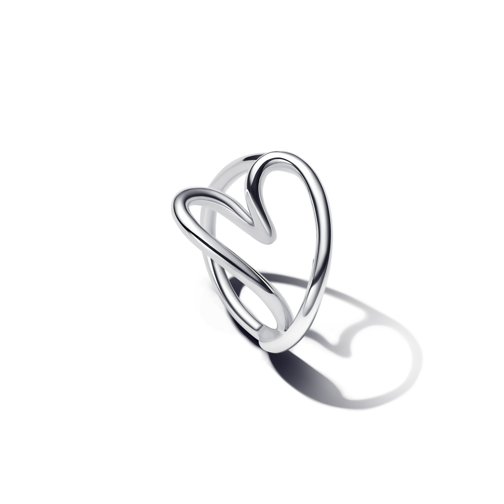 טבעת כסף לב מאויר