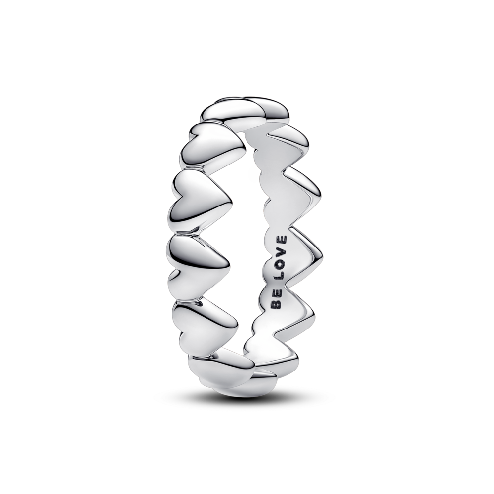 טבעת כסף שורת לבבות