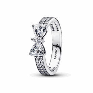 טבעת כסף כפולה פפיון נוצץ