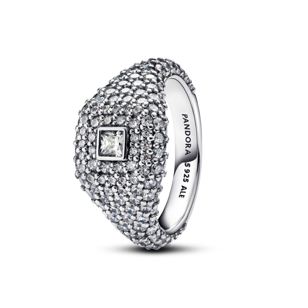 טבעת כסף קוקטייל שיבוץ פאווה