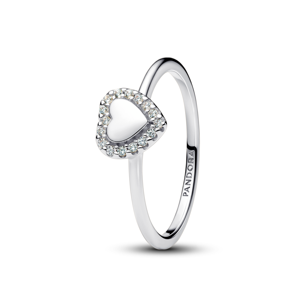 טבעת זרקונים לב כסף