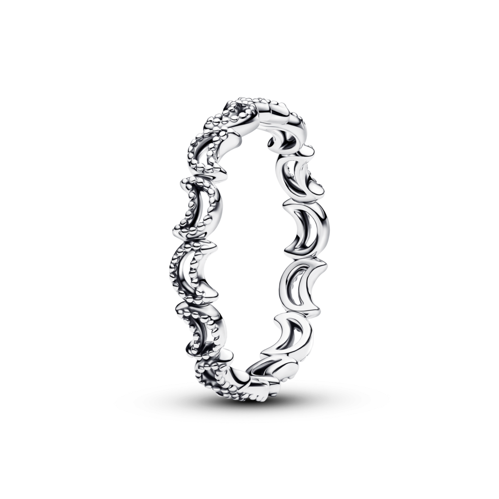 טבעת כסף ירחים משובצים