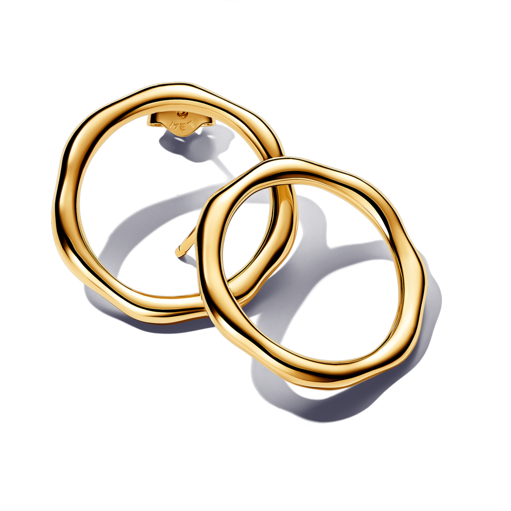 עגילי ציפוי זהב צמודים חישוק גלי