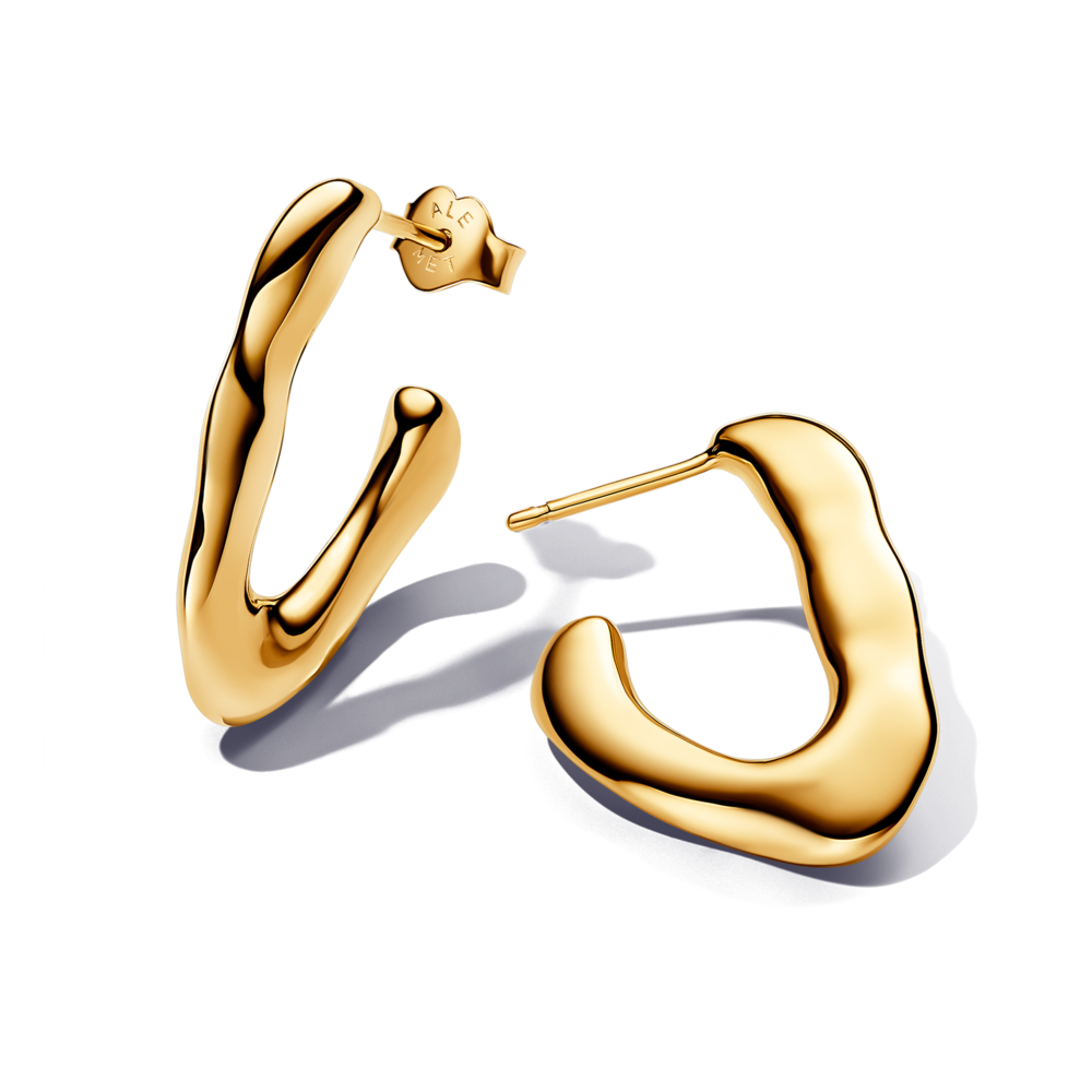 עגילי חישוק ציפוי זהב V צורה גלית