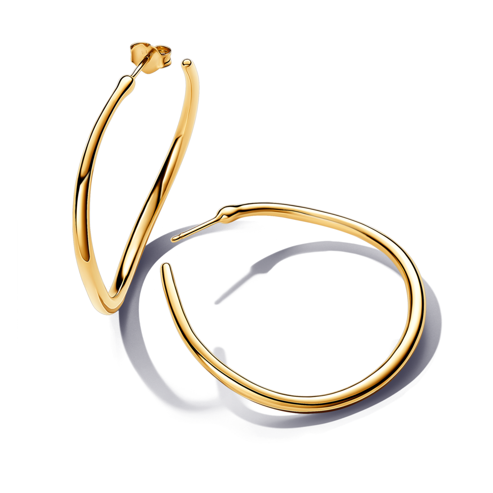 עגילי חישוק גדולים ציפוי זהב צורה גלית