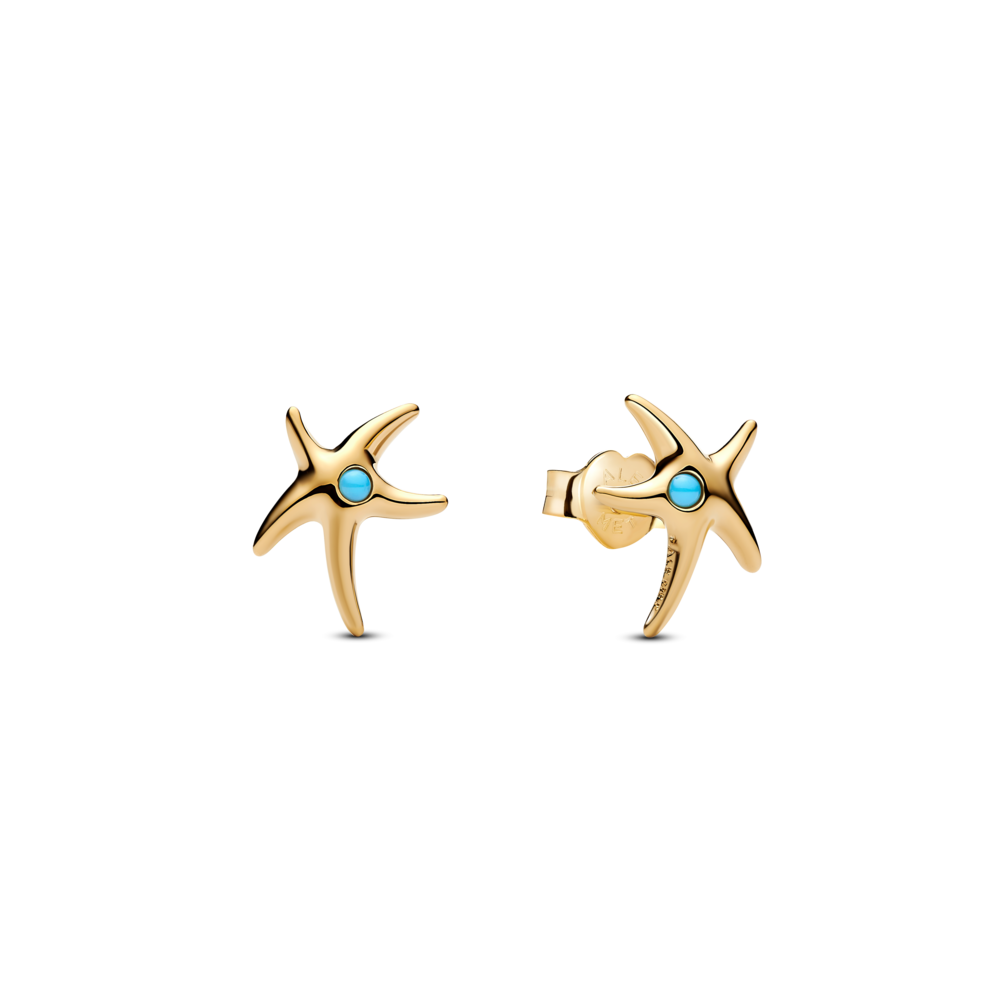 עגילי ציפוי זהב כוכב ים