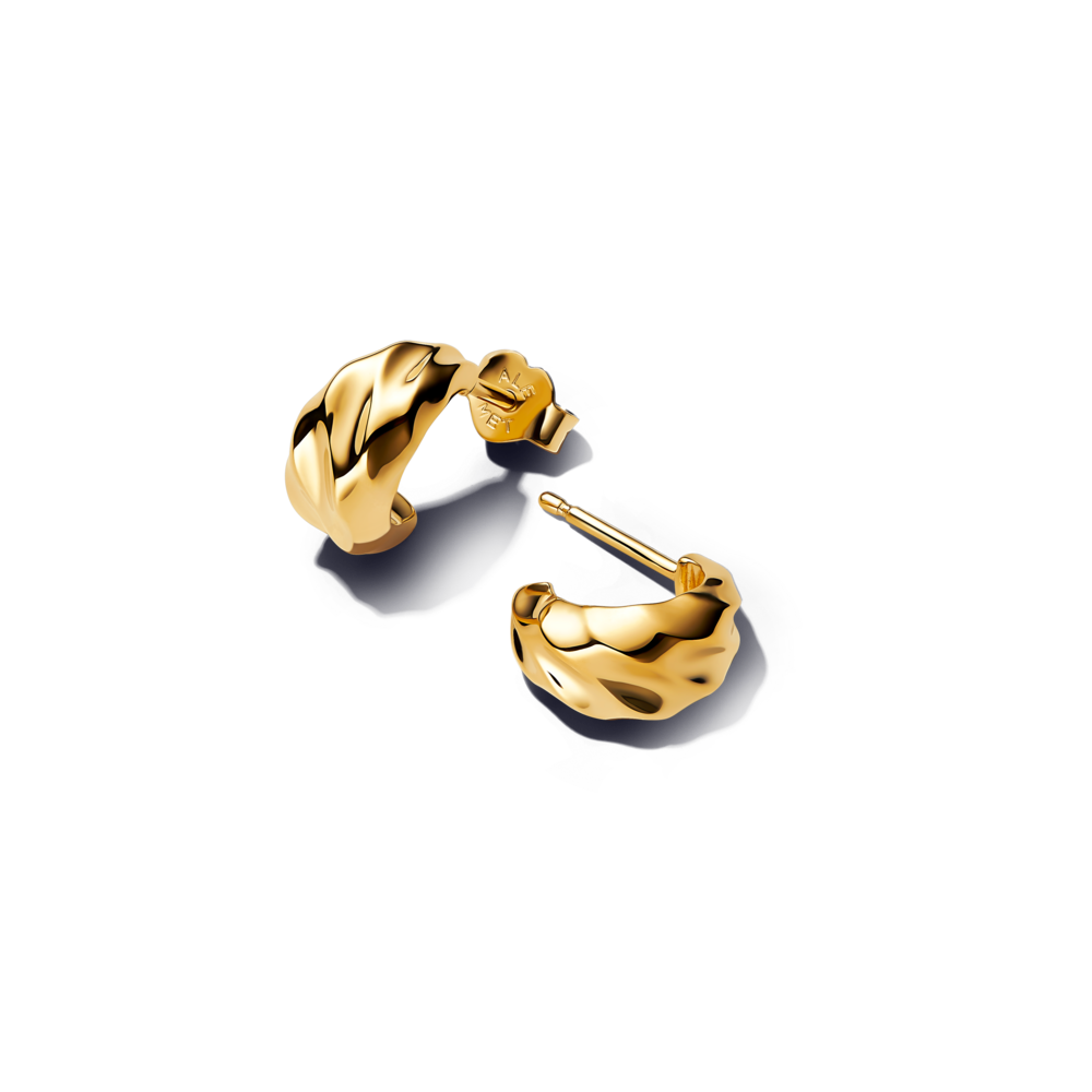 עגילי חישוק פתוחים טקסטורה ציפוי זהב