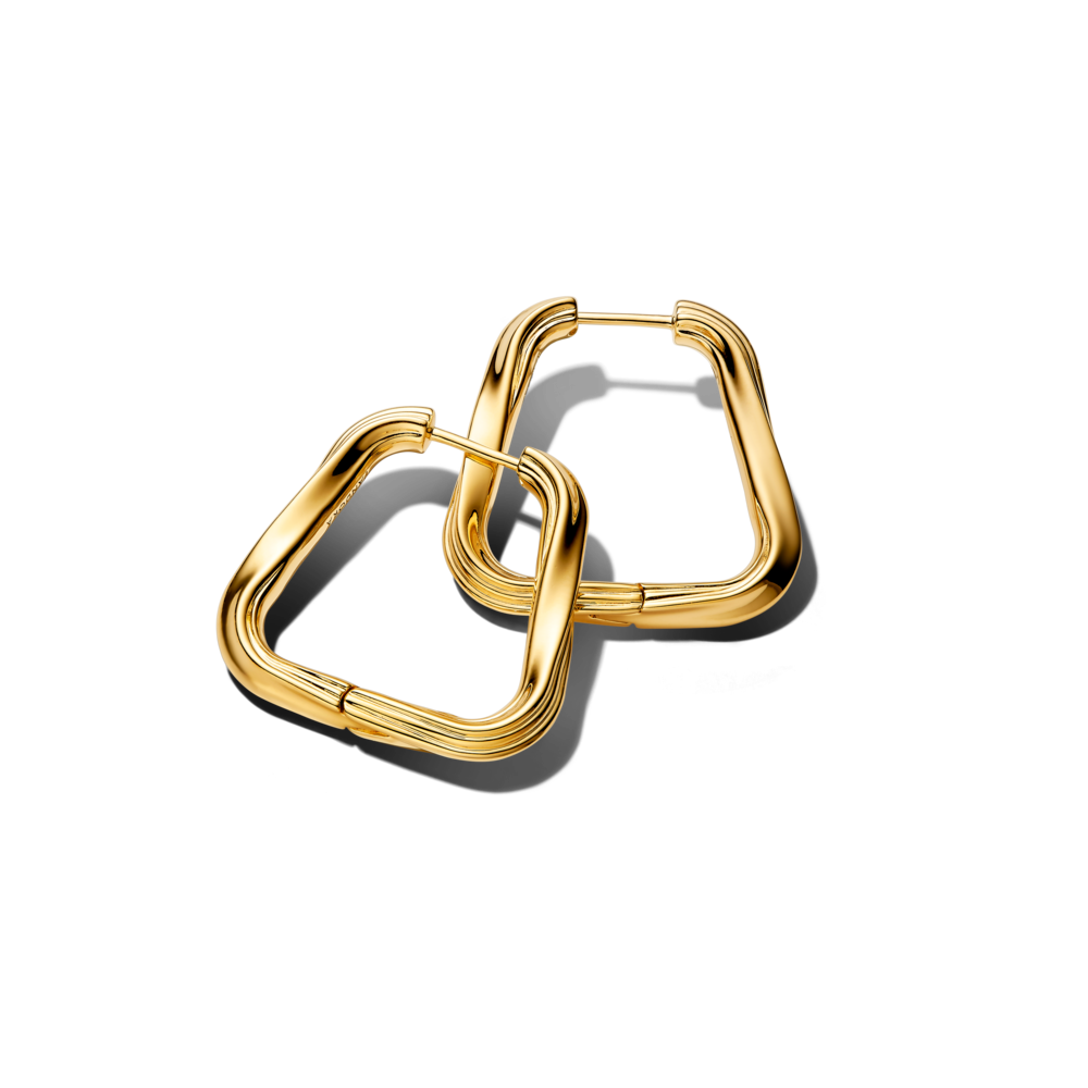 עגילים גיאומטריים גדולים טוויסט ציפוי זהב