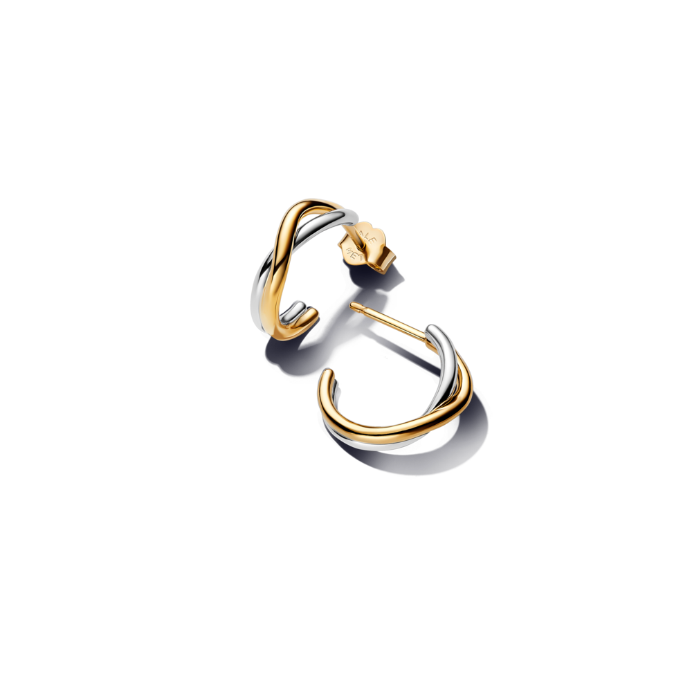 עגילי חישוק משתלבים כסף וציפוי זהב