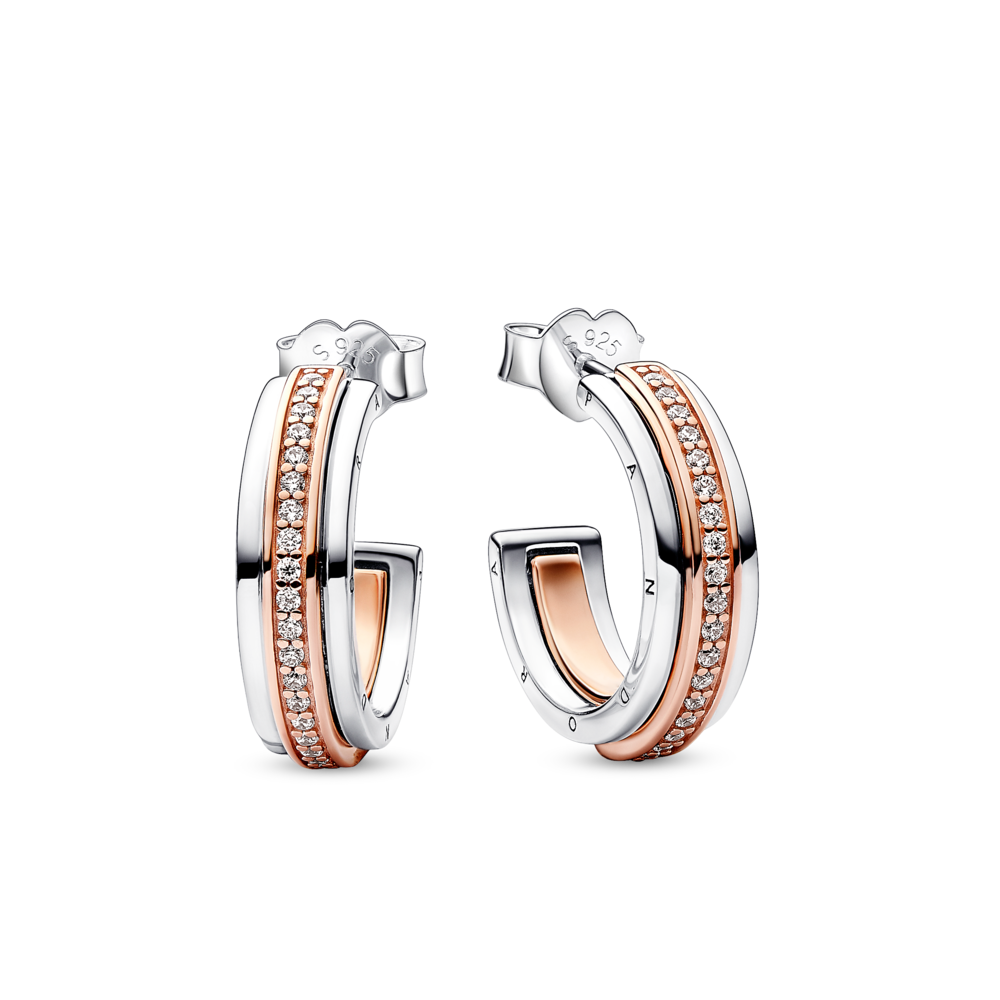 עגילי חישוק כסף וציפוי זהב קולור-בלוק