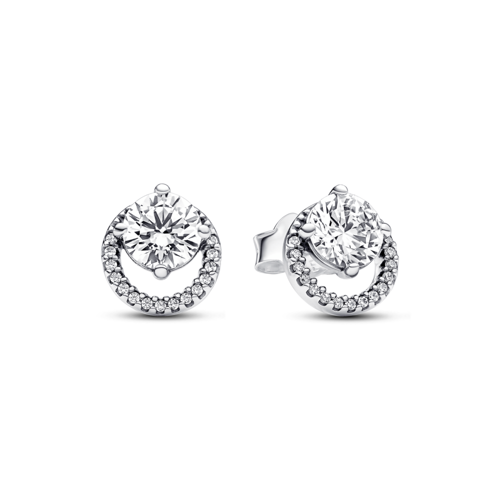 עגילי כסף צמודים הילה נוצצת