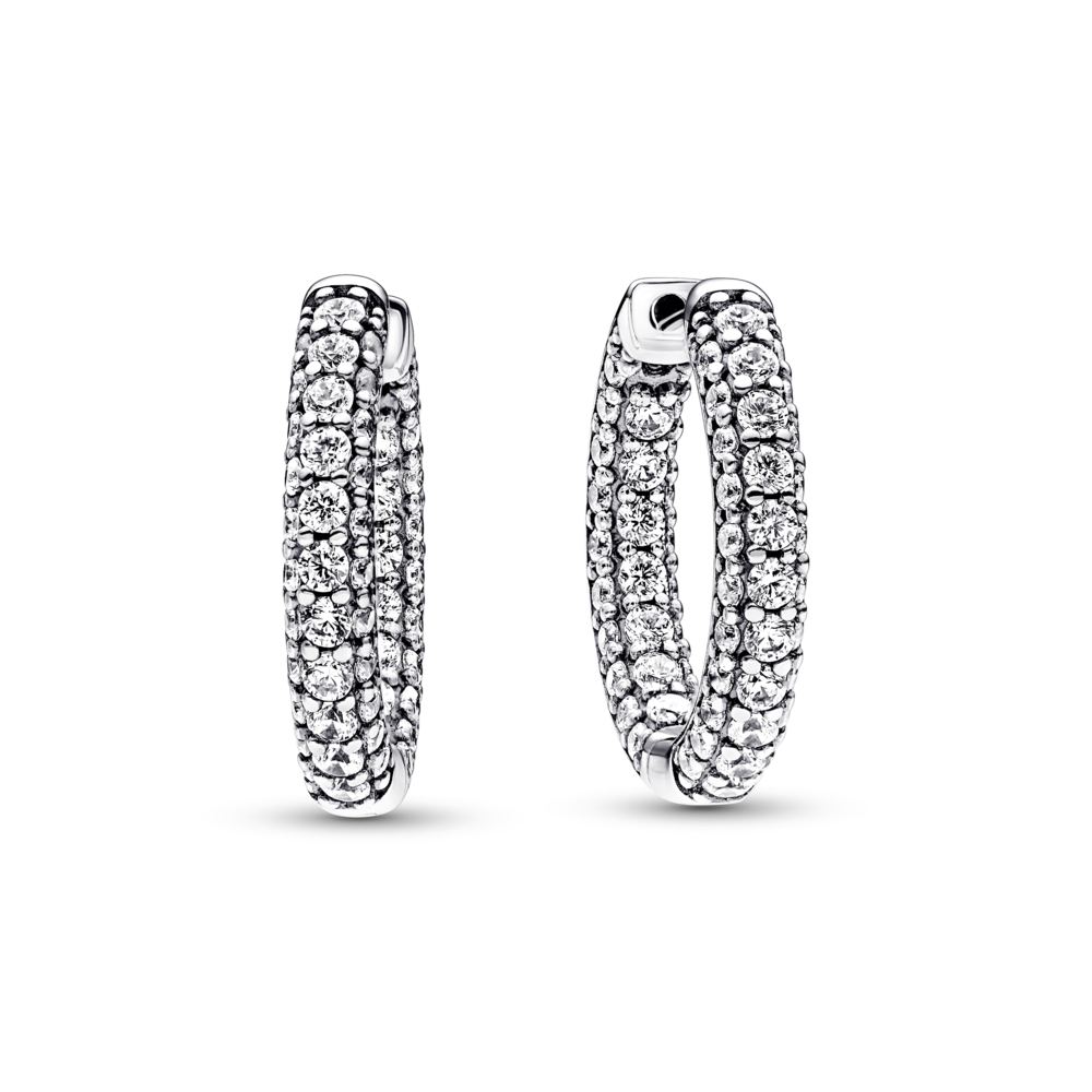 עגילי חישוק כסף שיבוץ פאווה