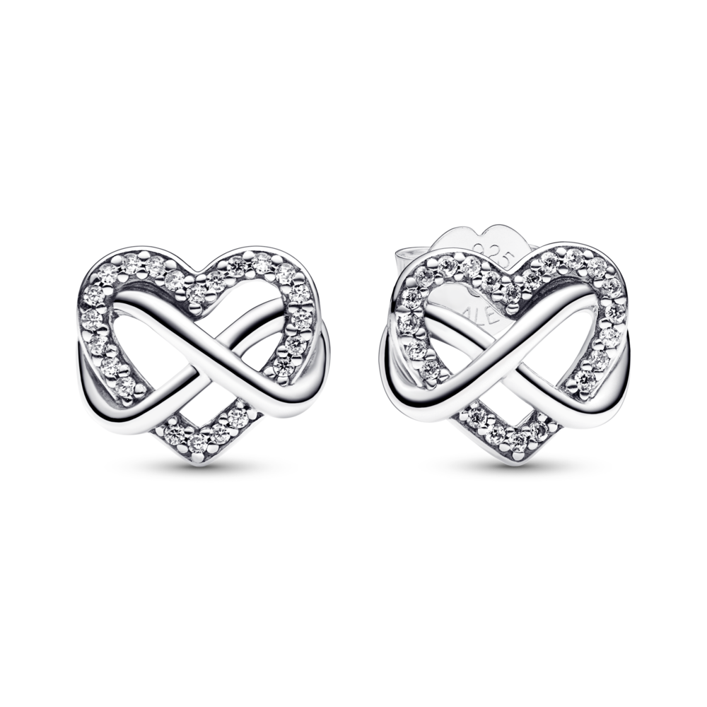 עגילי כסף צמודים אינפיניטי לאב