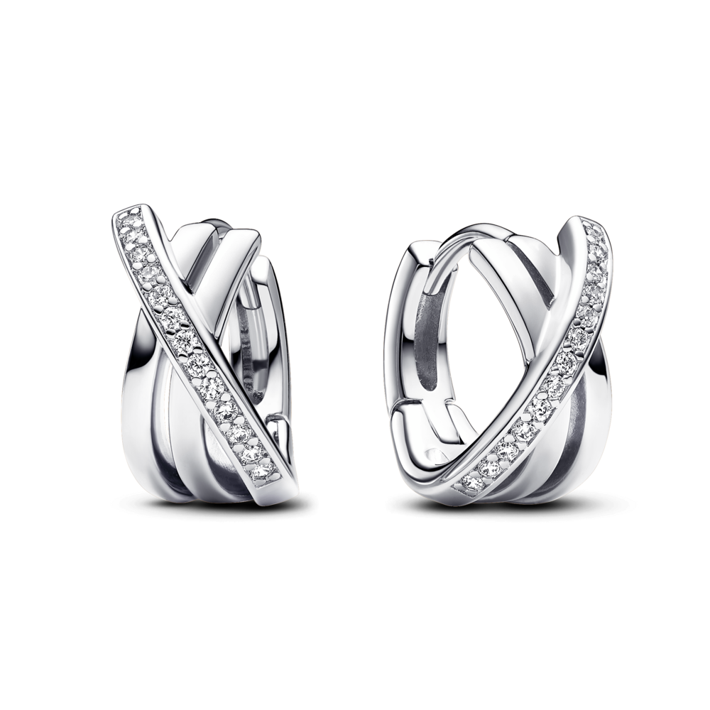 עגילי חישוק כסף מעטפת פאווה