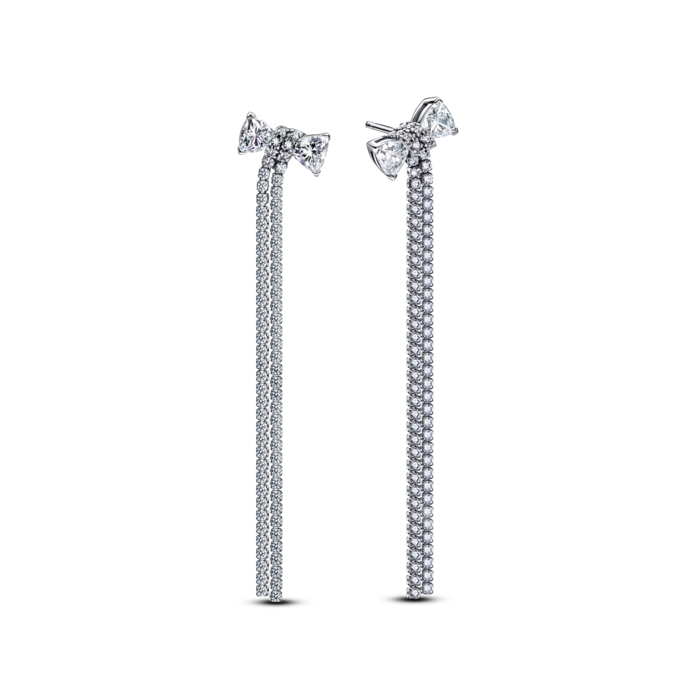 עגילי פפיון כסף דרופ פאווה