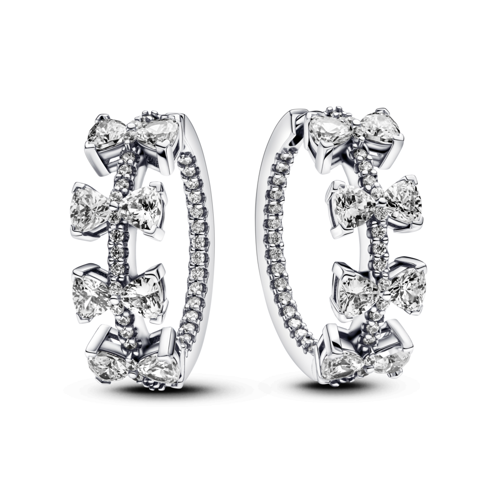 עגילי חישוק כסף פפיונים נוצצים