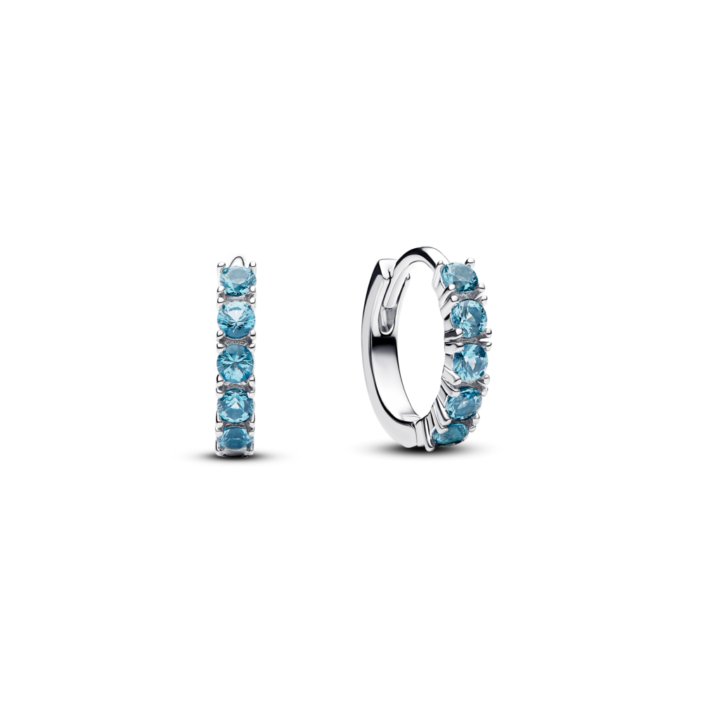 עגילי חישוק קטנים כסף אבנים כחולות