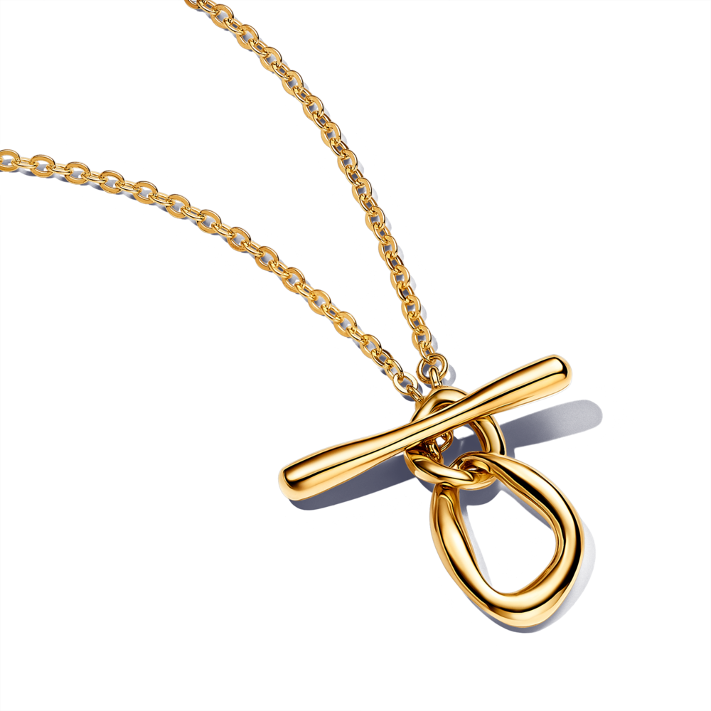 שרשרת עיגולים ציפוי זהב סוגר T