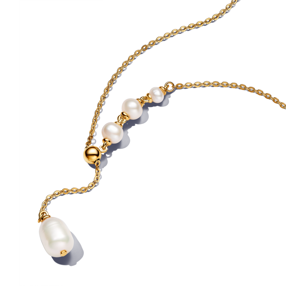 שרשרת דרופ פנינים ציפוי זהב