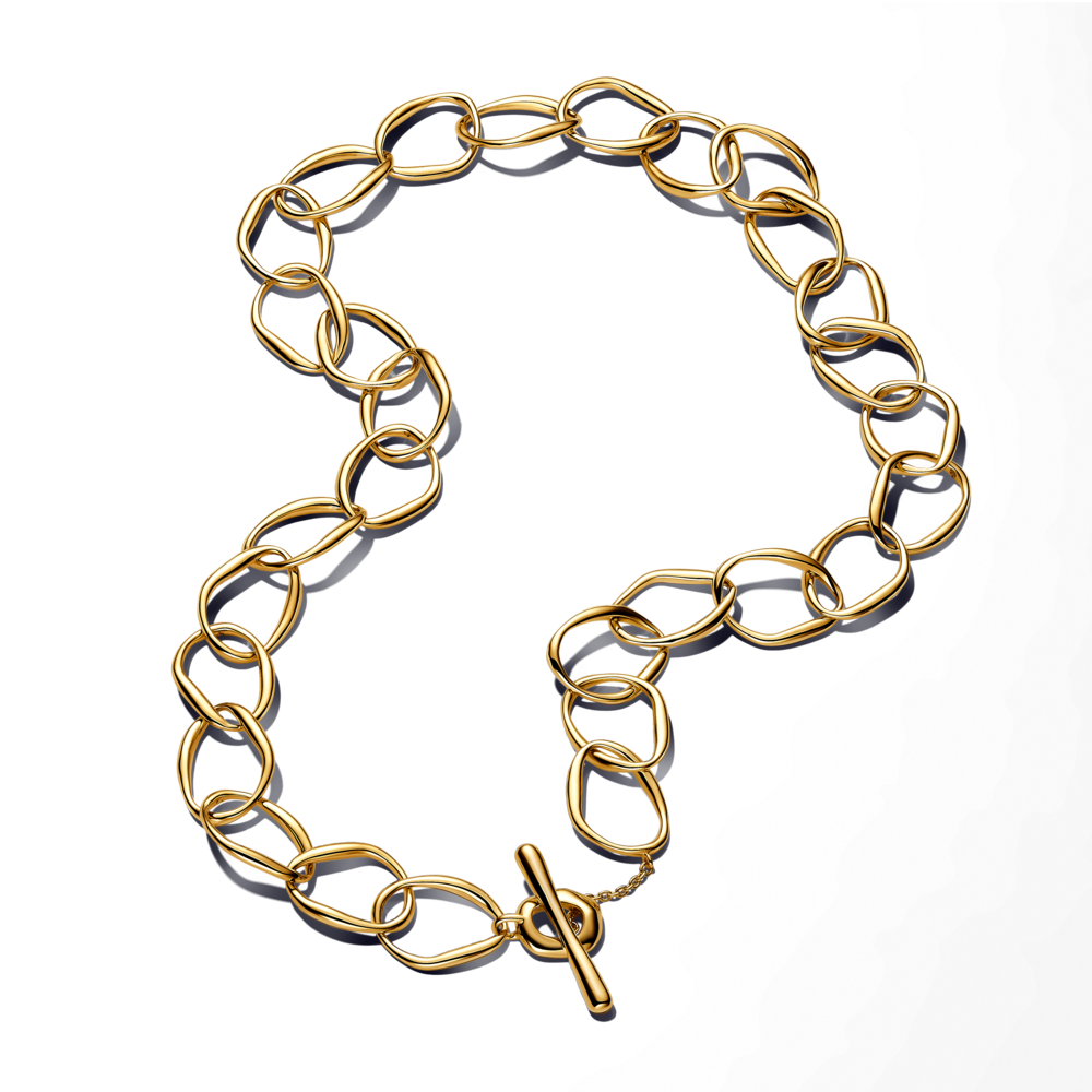 שרשרת חישוקים ציפוי זהב סוגר T