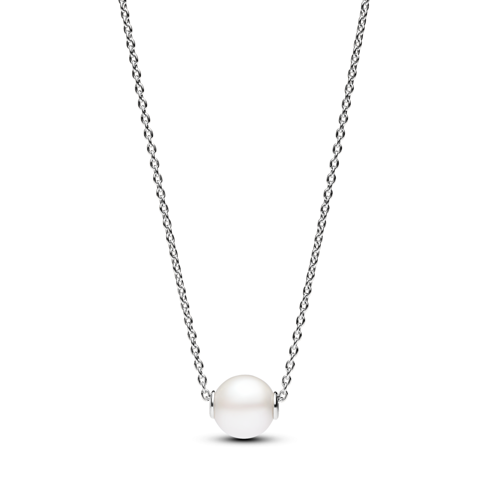 שרשרת כסף בשילוב פנינה