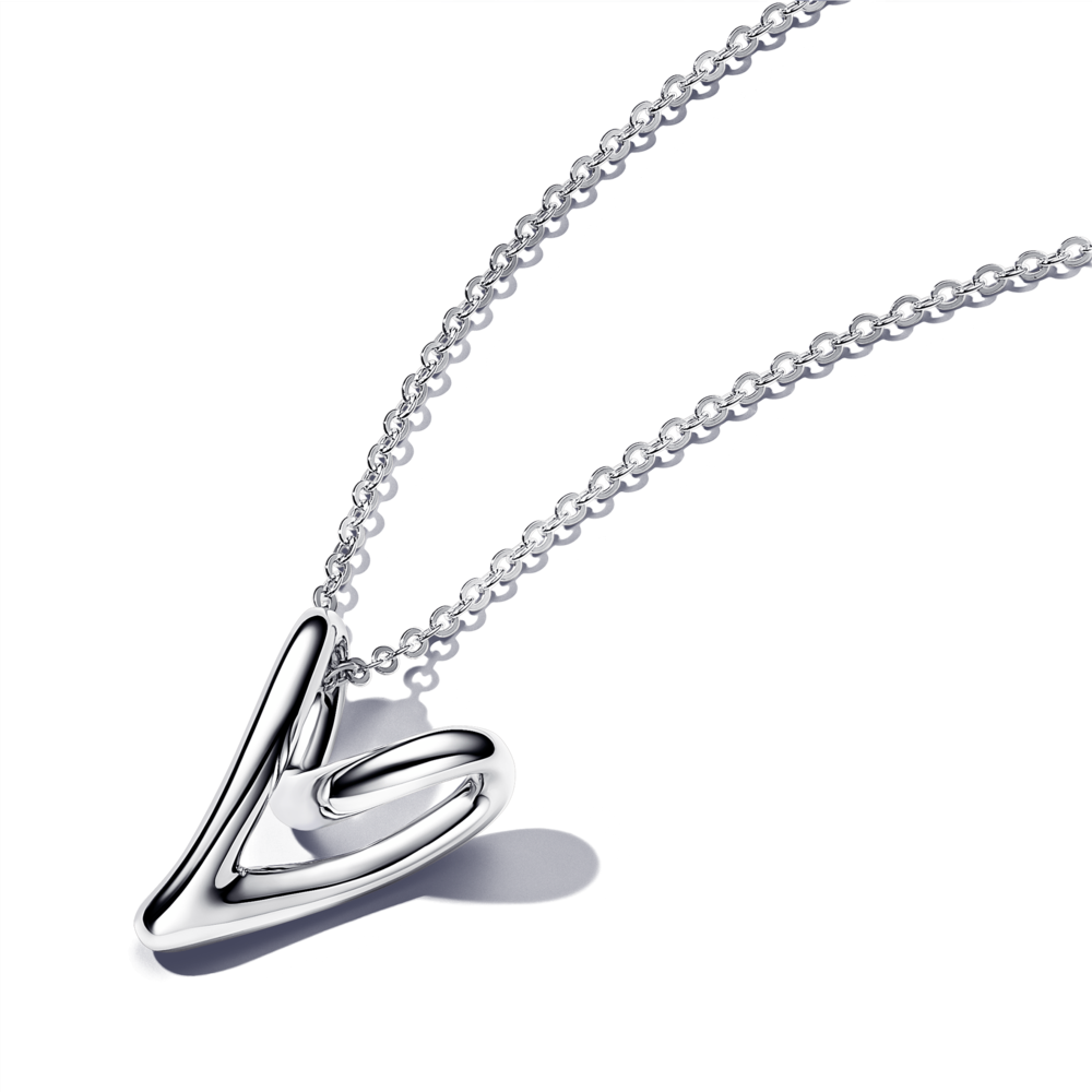 שרשרת כסף לב מאויר