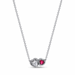 שרשרת כסף דאבל לב אדום