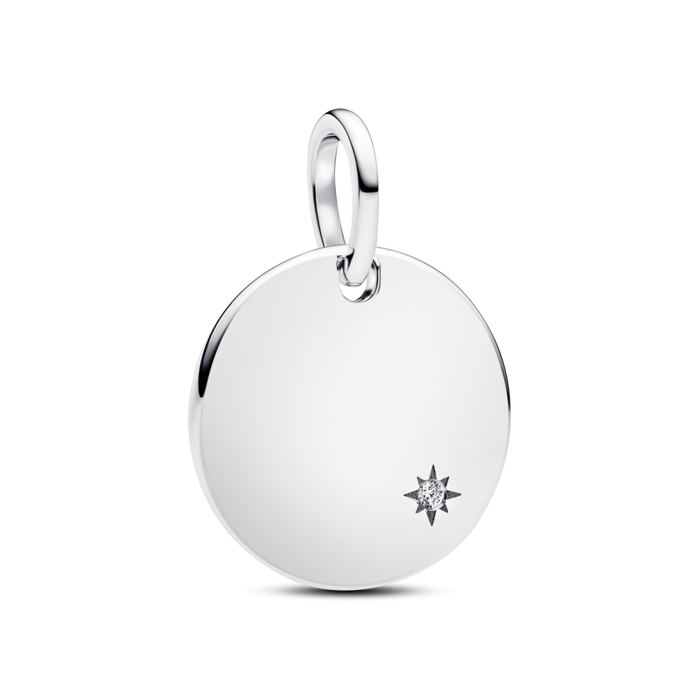 תליון עגול עם יהלום מעבדה ניתן לחריטה