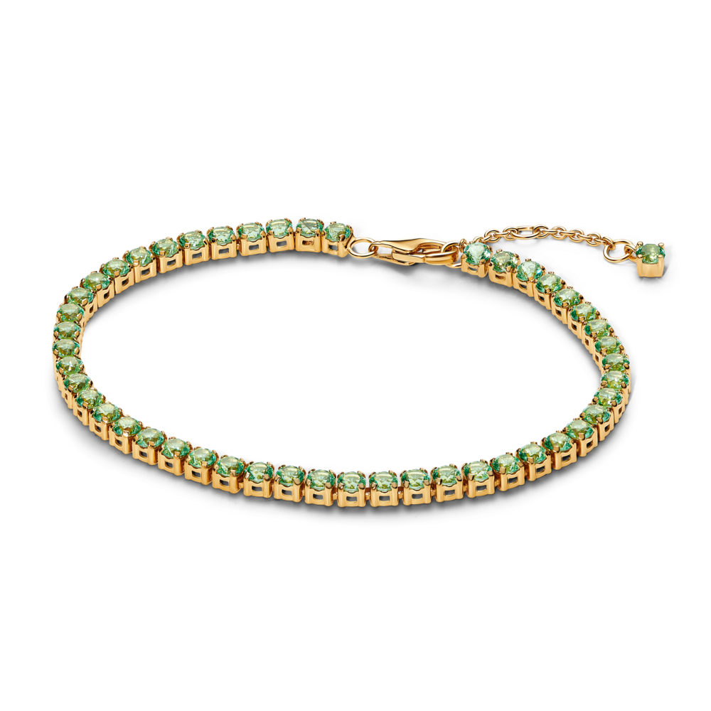 צמיד טניס ציפוי זהב אבנים ירוקות