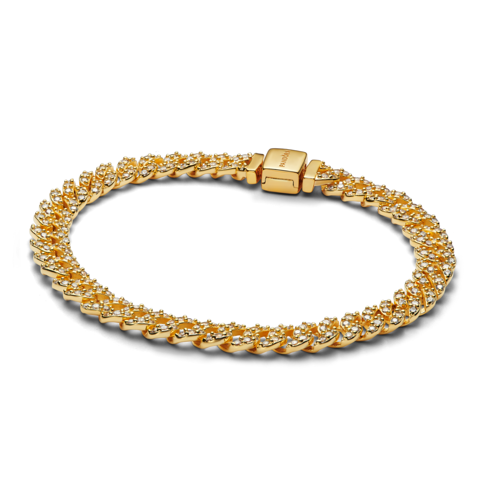 צמיד פאווה ציפוי זהב חוליות עבות