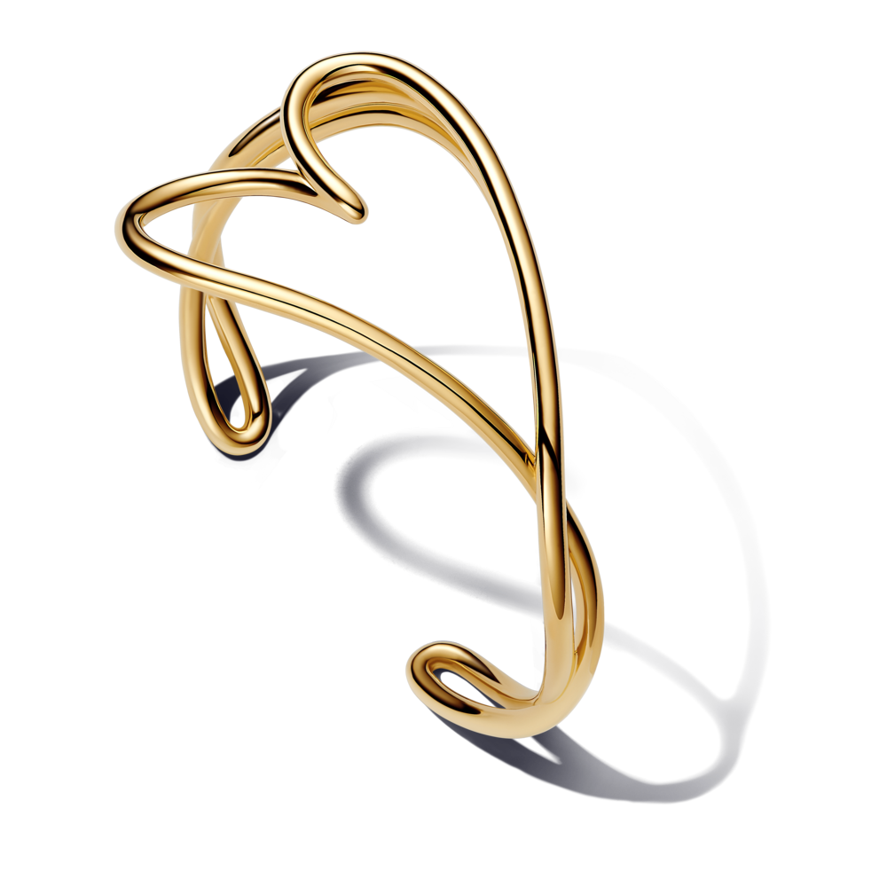 צמיד בנגל ציפוי זהב לב מאויר