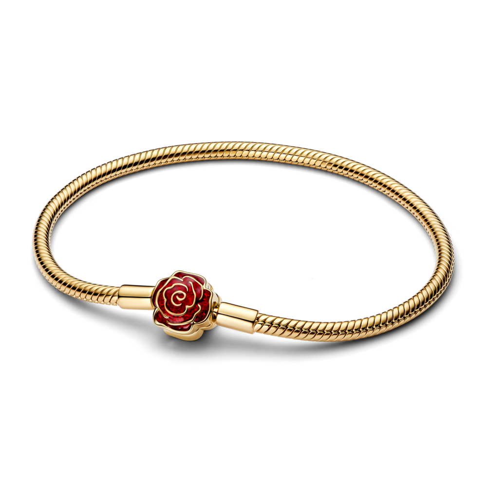 צמיד מומנטס ורד אדום דיסני היפה והחיה בציפוי זהב