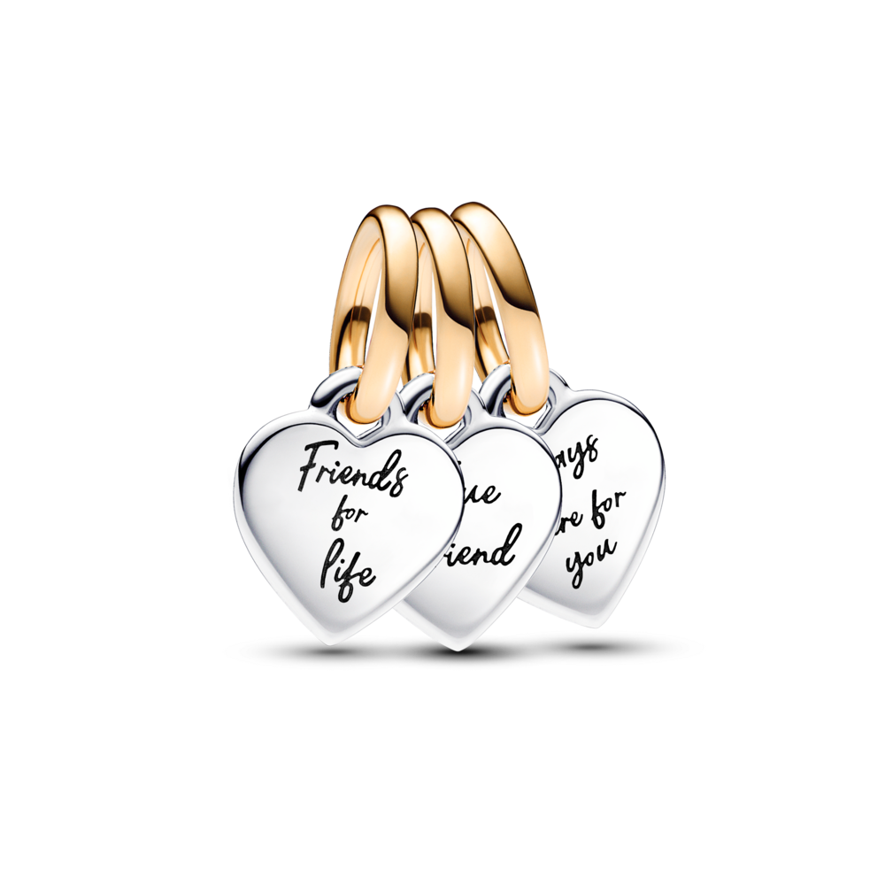 תליון טריפל כסף וציפוי זהב Friends