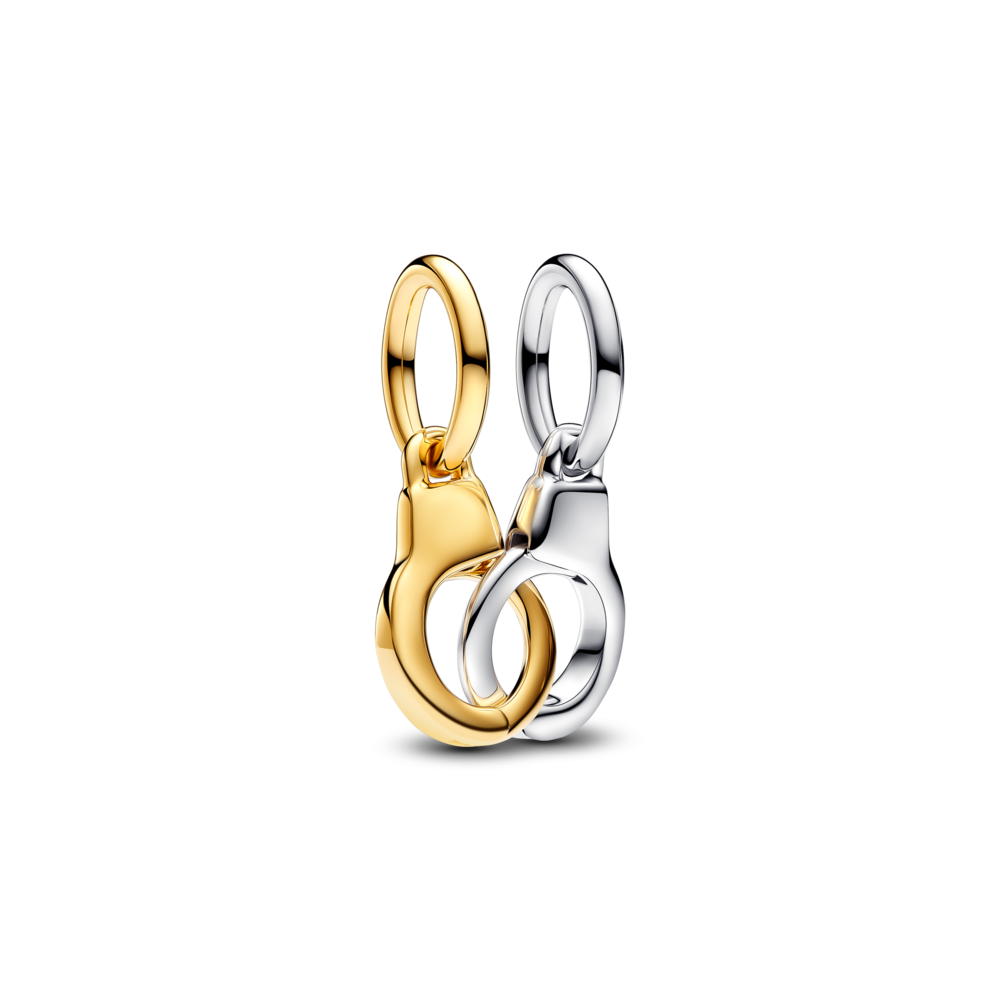 זוג תליוני אזיקים כסף וציפוי זהב