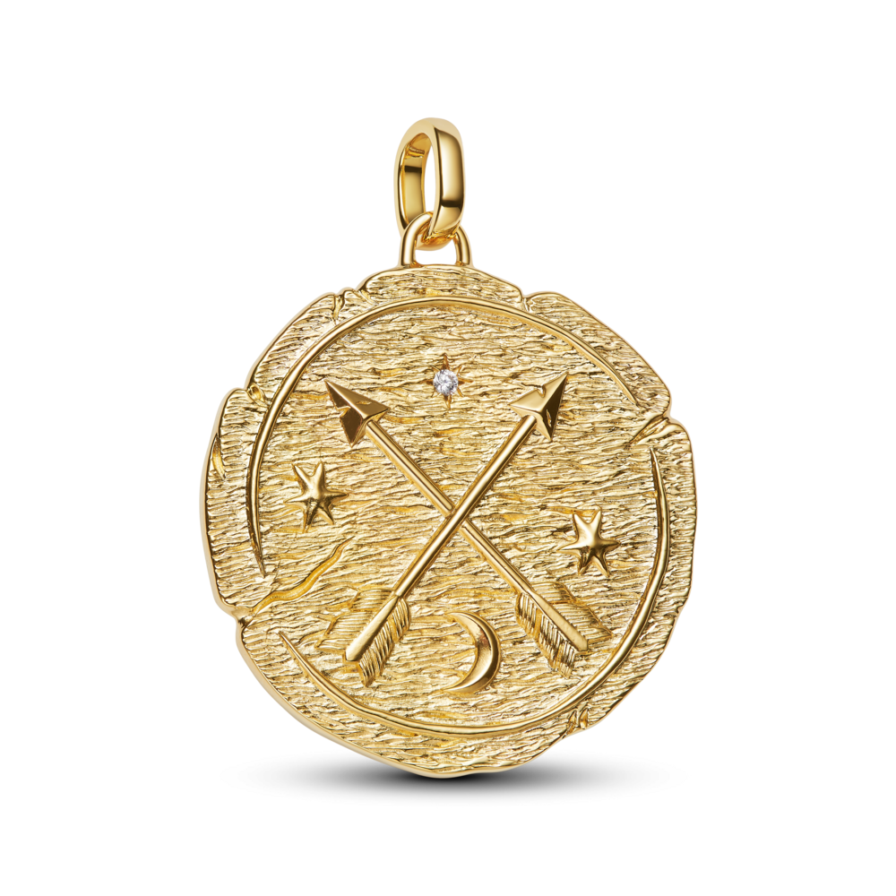 מדליון מטבע חצים מצטלבים ציפוי זהב