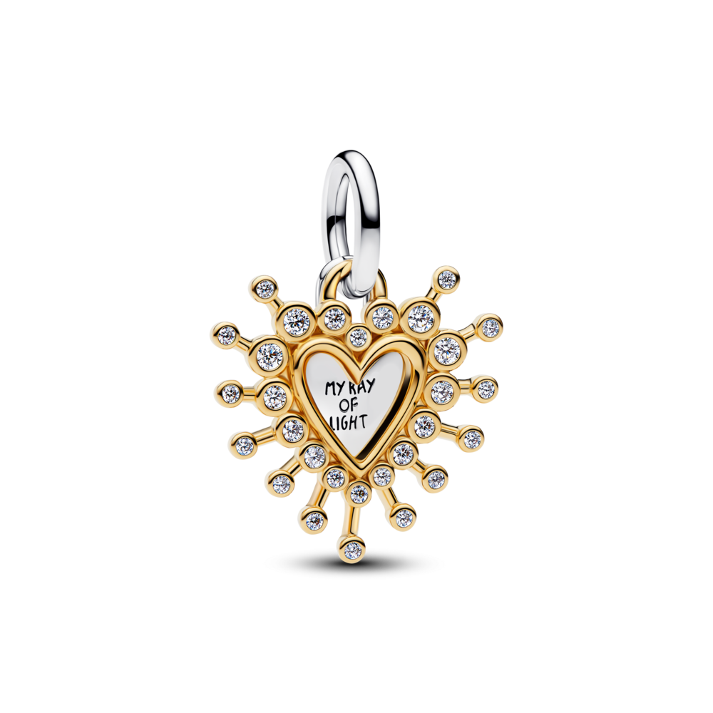 תליון כפול לב משובץ זרקונים