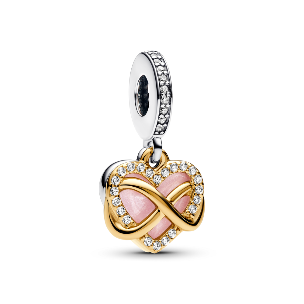 תליון לב כסף וציפוי זהב FAMILY